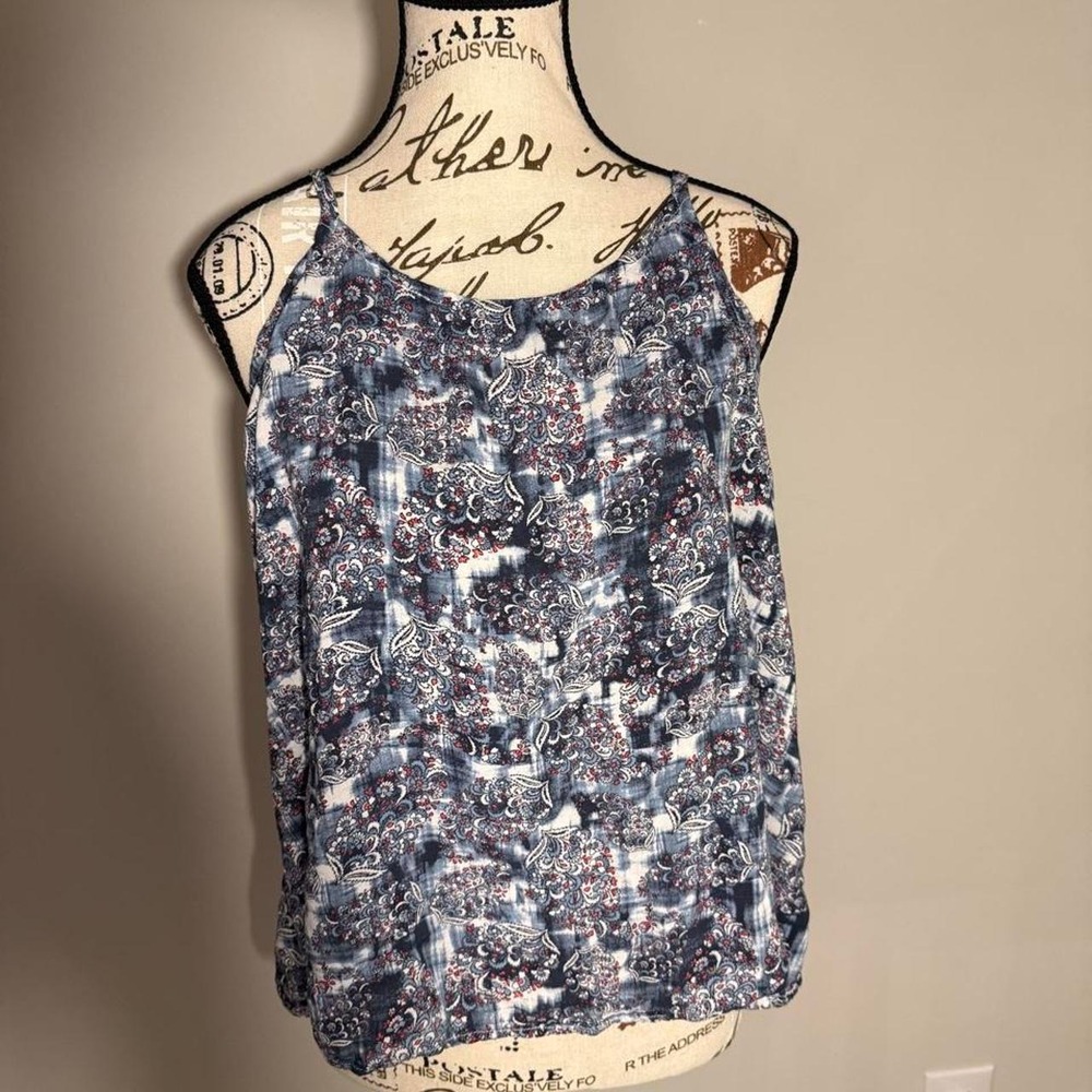 Womens Blue White Floral Tie Dye Tank Top Cami Size 18/20 Plus Size